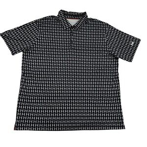 Maelreg Mens Performance Polo Shirt Black White Geometric Print 2XL Golf Soft